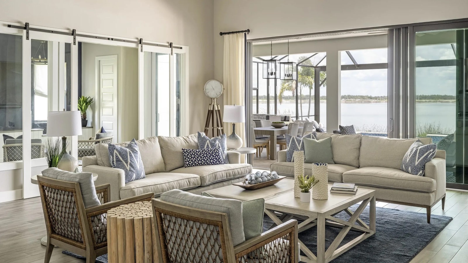 Coastal meets traditional in this living room with a view which Trade Mark Interiors devised for empty nester clients in...